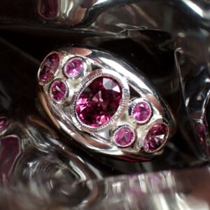 Malaya Garnet Round By Pink Sapphire Ring