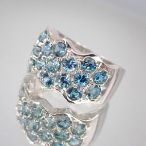 Thick Waves Blue Zircon Ring