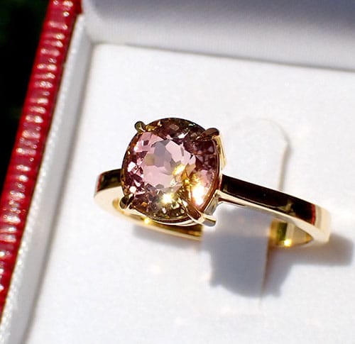 Golden Multi-Color Tourmaline Ring Side view