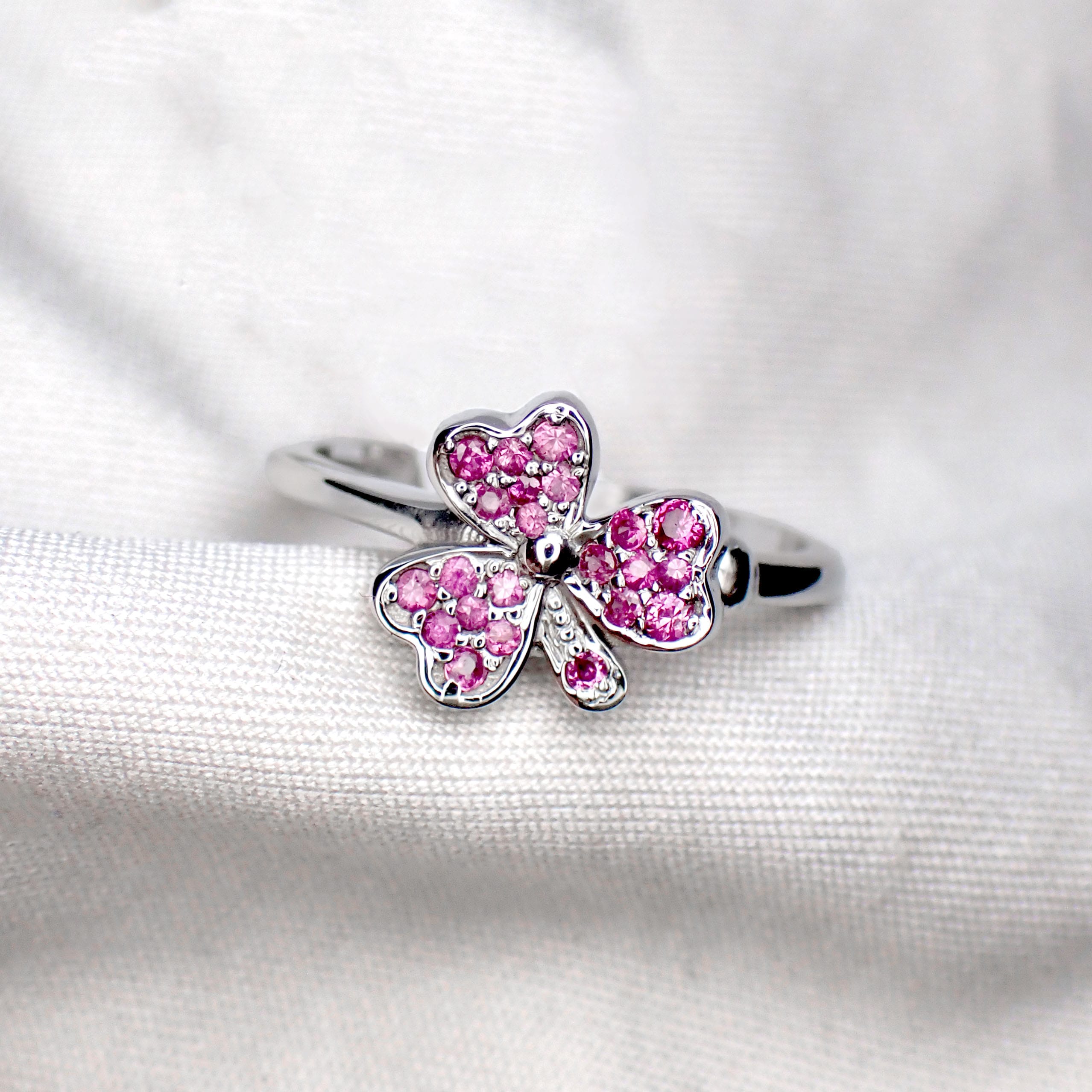 Pink Sapphire Cover Flower Ring - 1
