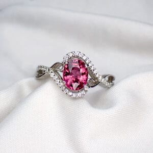 Rhodolite with Side CZ Ring - 1