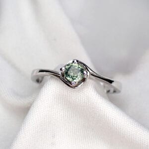 Green Sapphire on Sepal Ring - 1