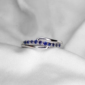 Blue Sapphire Wave Band Ring - 1