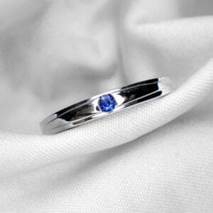 Blue Sapphire Minimalist Band Ring - 1