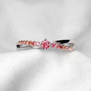 Half Eternity Padparadscha Ring - 1