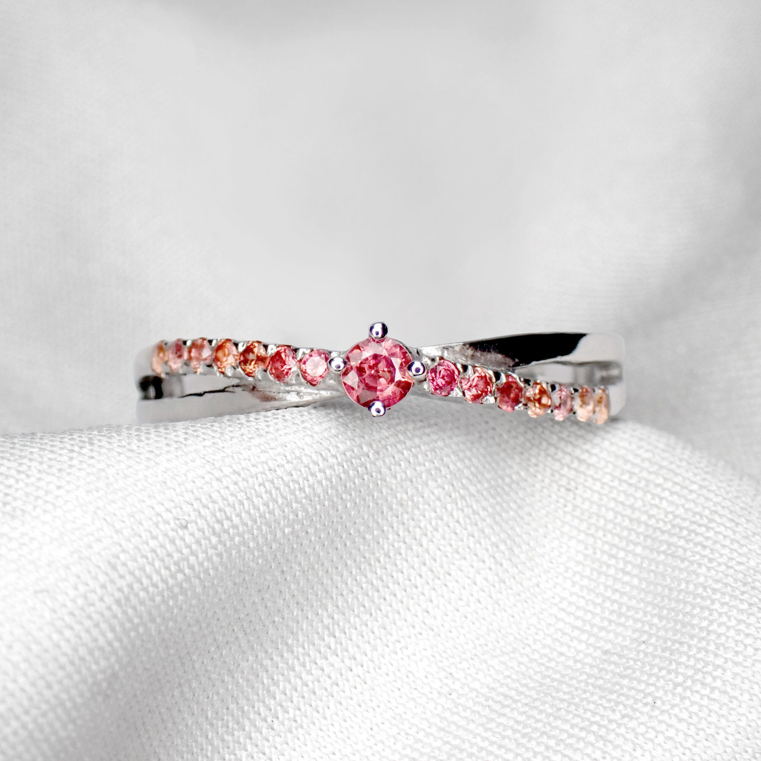 Half Eternity Padparadscha Ring - 1