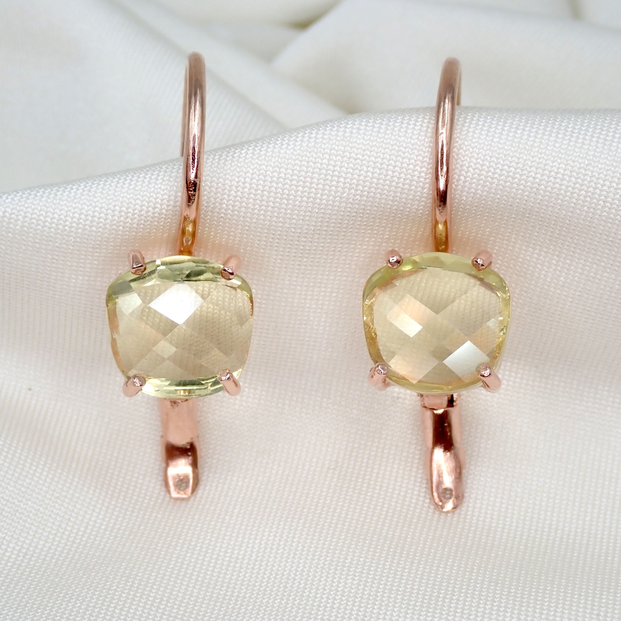 Rose Golden Mist Lemon Citrine Earrings 18K - 4